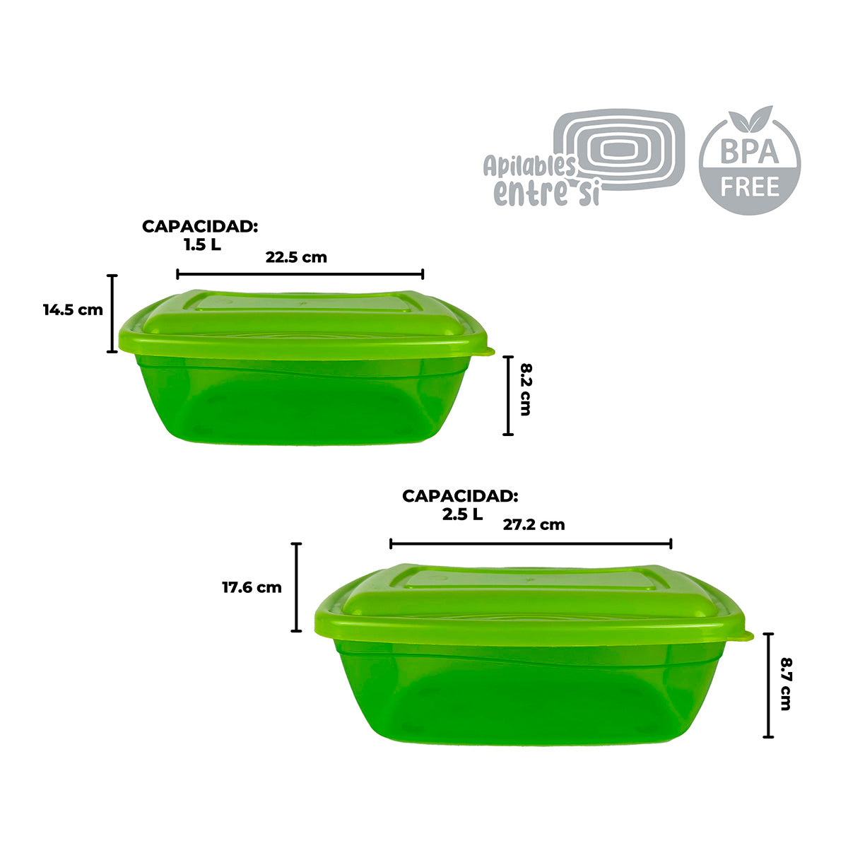 Recipiente rectangular de plástico
