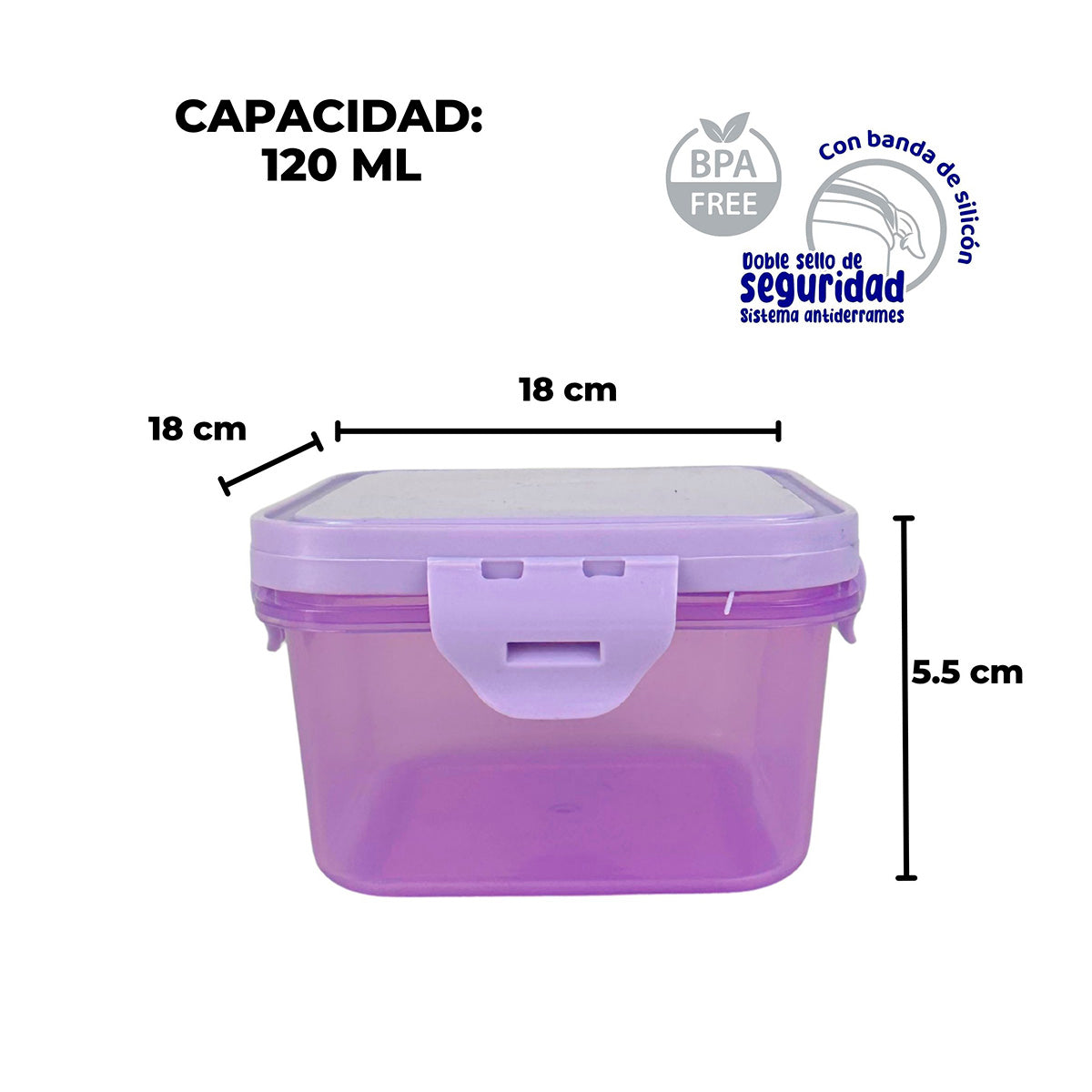 Herméticos cuadrados 120 ML (4 Pzs)