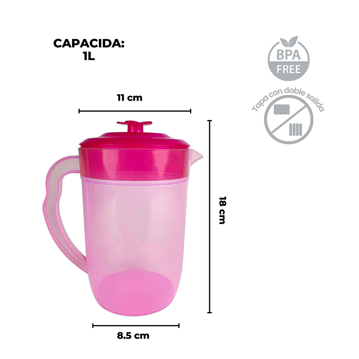 Jarra de plástico Colors 1 Litro