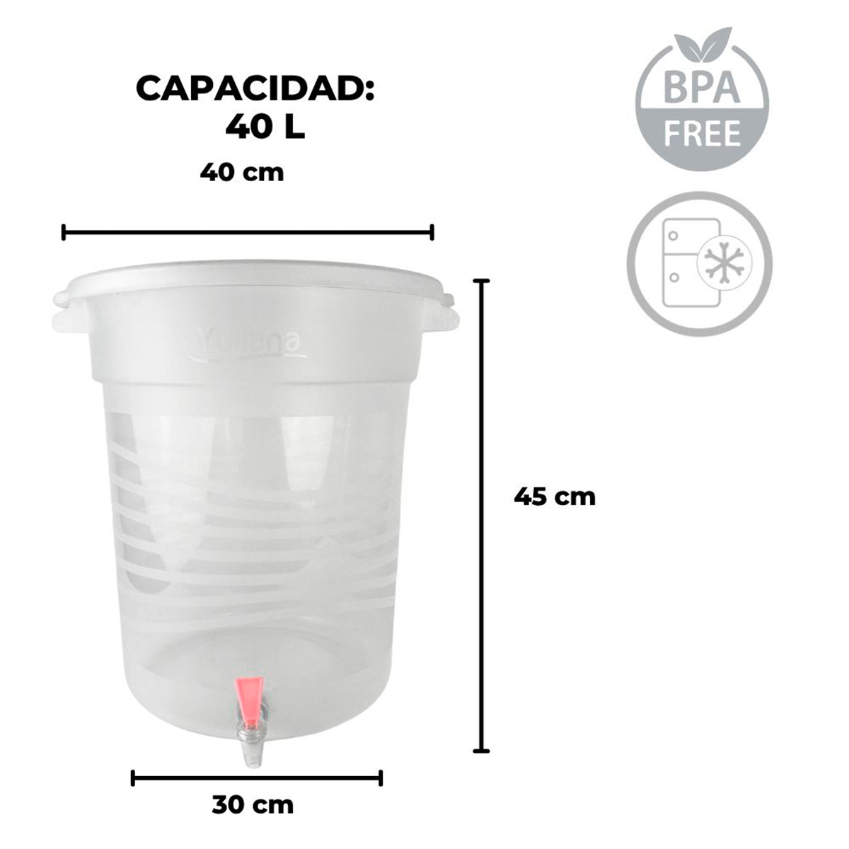 Bote dispensador de agua con llave 40 Litros