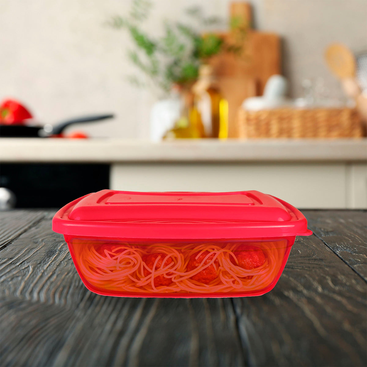 Recipiente rectangular de plástico