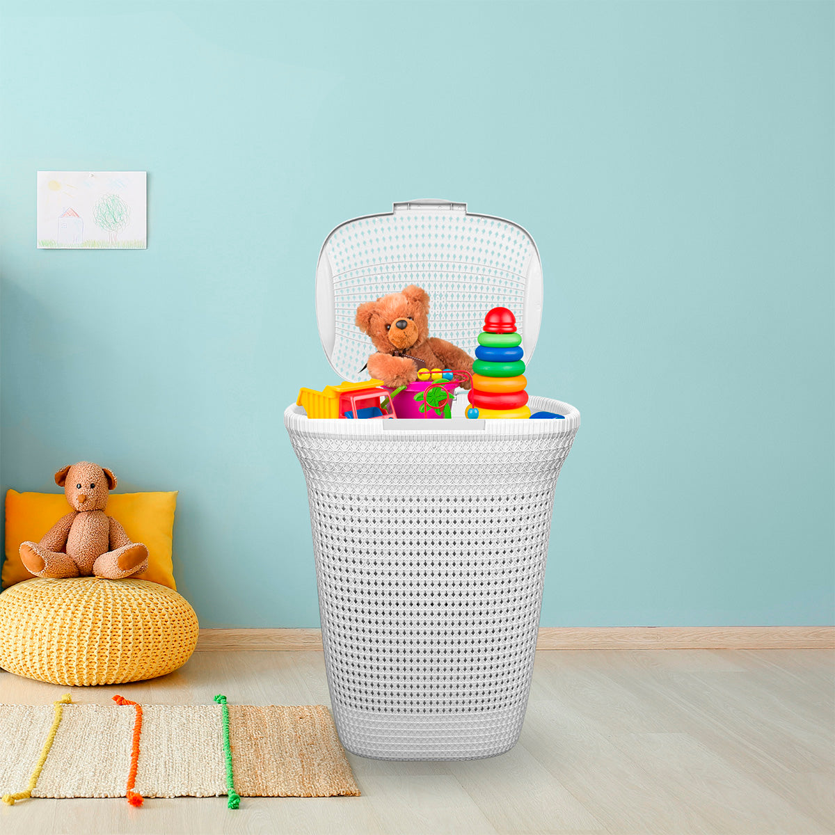 Cesto de ropa multiusos con tapa 60 L