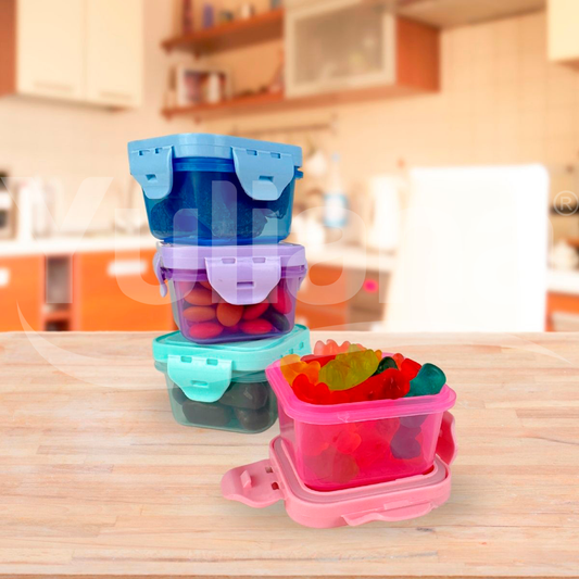 mini contenedores Herméticos Cuadrados 60 ML (4 pzs)