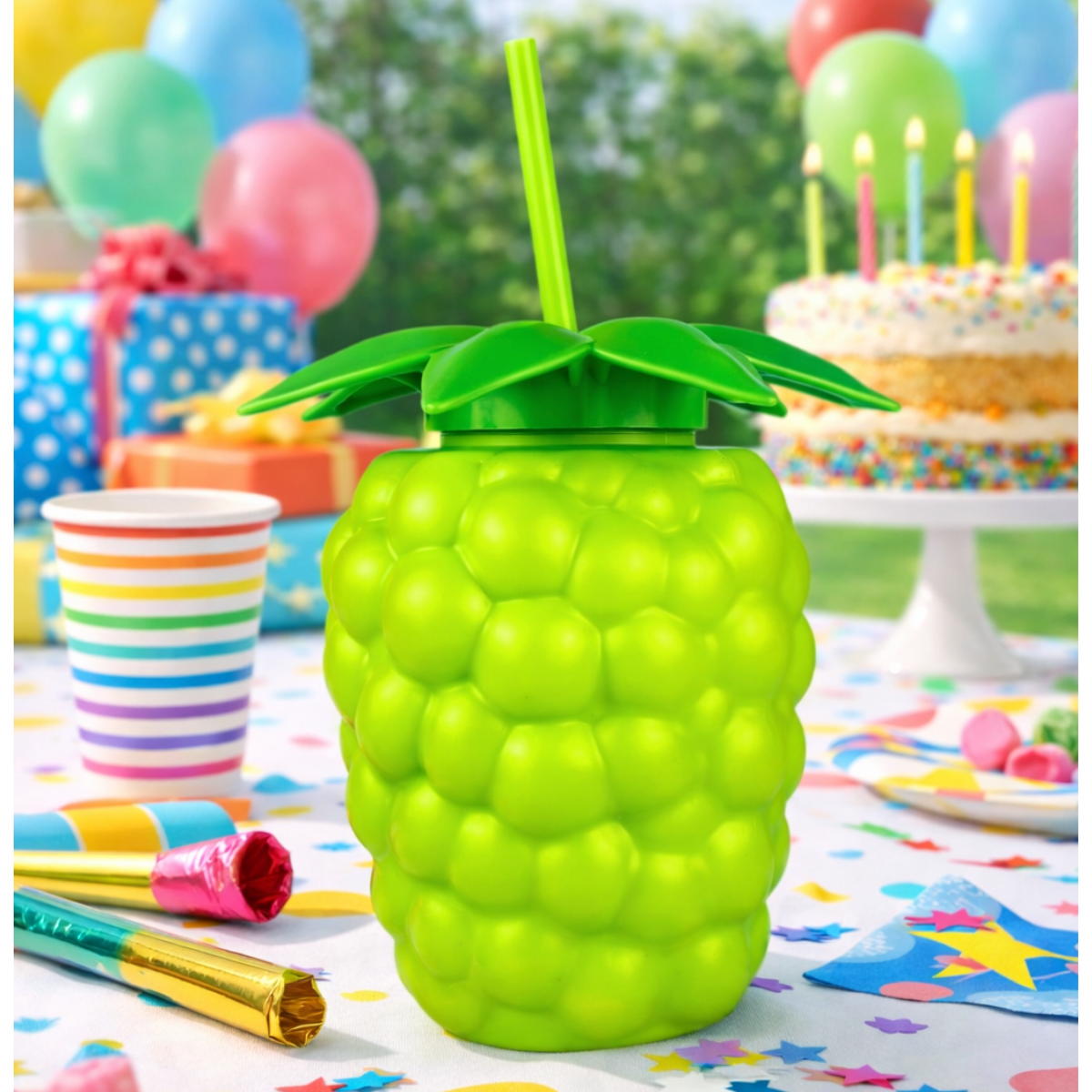 Botella en forma de fruta con popote 900 ML