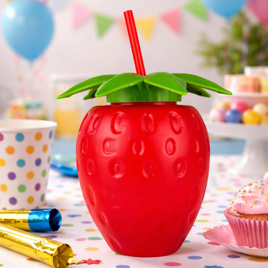 Botella en forma de fruta con popote 900 ML