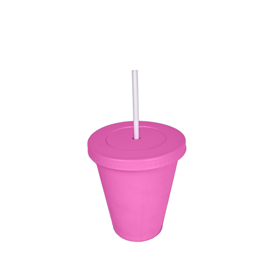 Vaso con tapa y popote