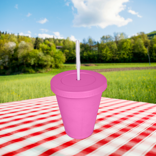 Vaso con tapa y popote