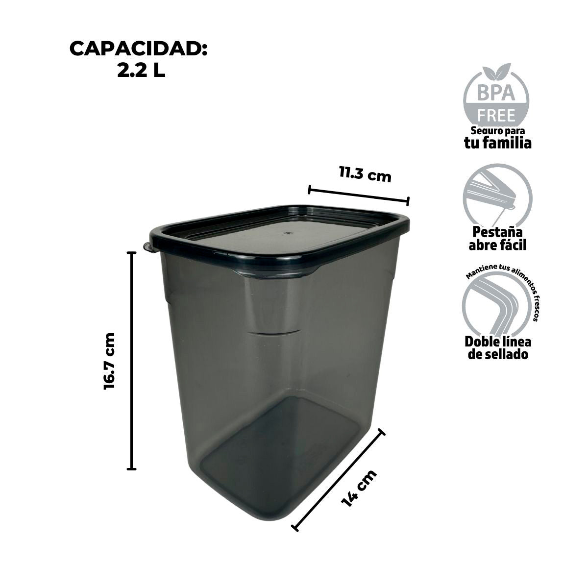 Set de 2 contenedores de cocina 2.2 L