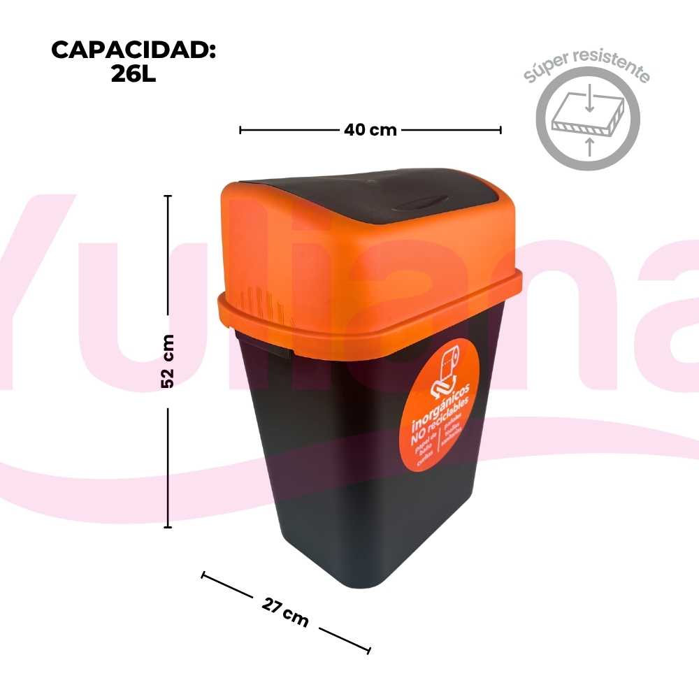 Bote de basura reciclaje con tapa balancín 26 Litros