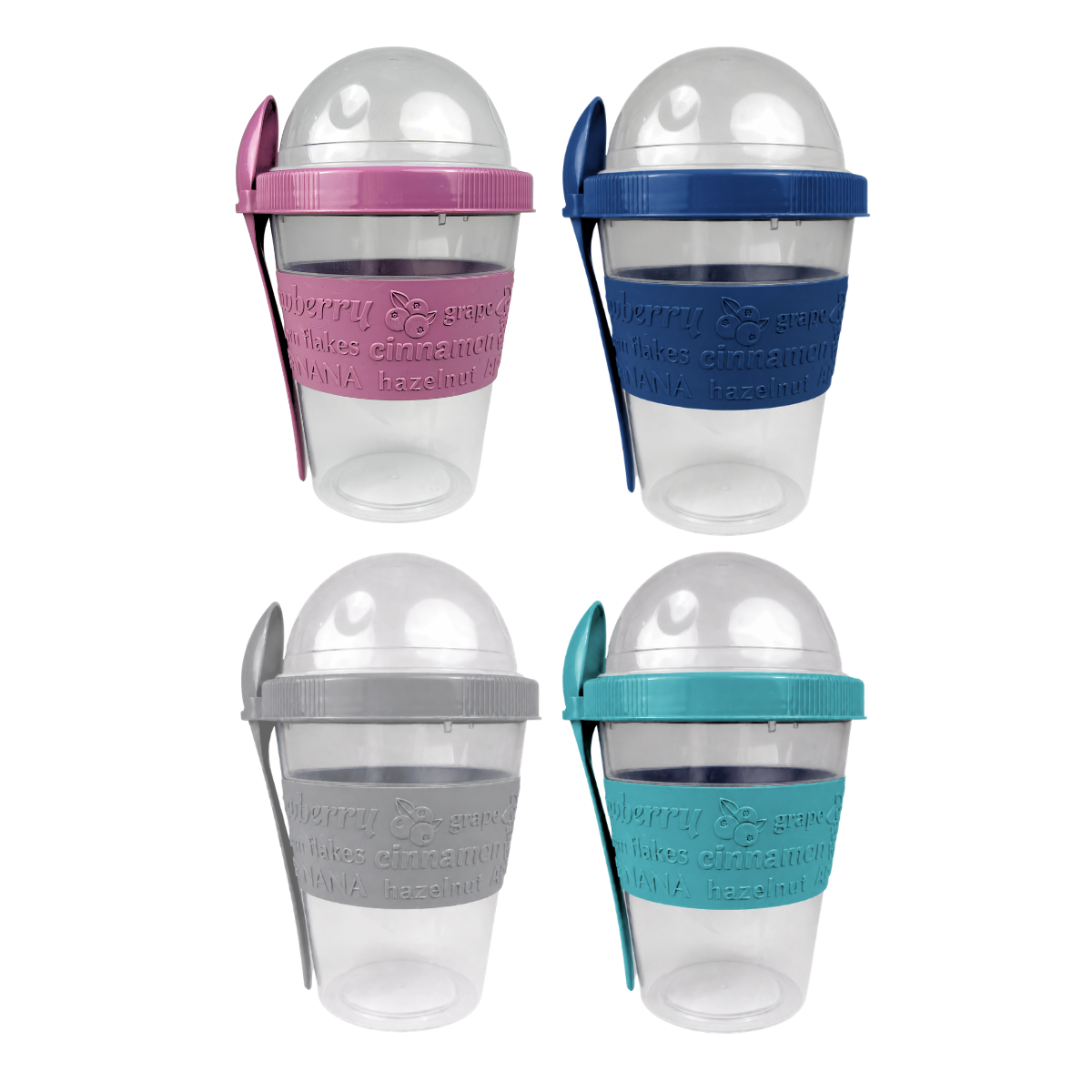 Vaso recipiente para yogurt y cereal con cuchara 600 ML
