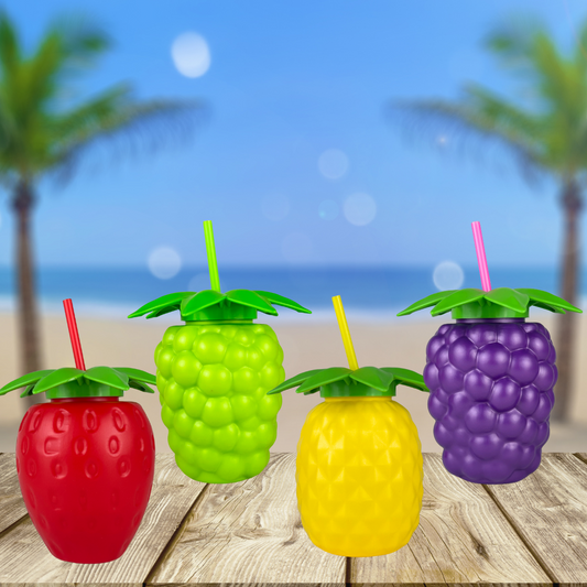 Vaso en forma de fruta con popote