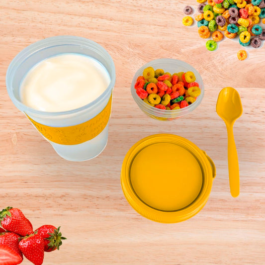 Vaso para desayuno con cuchara