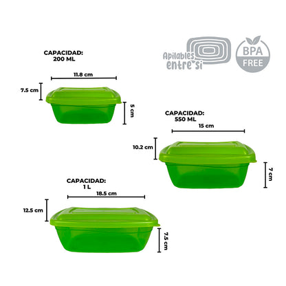 Recipiente rectangular de plástico