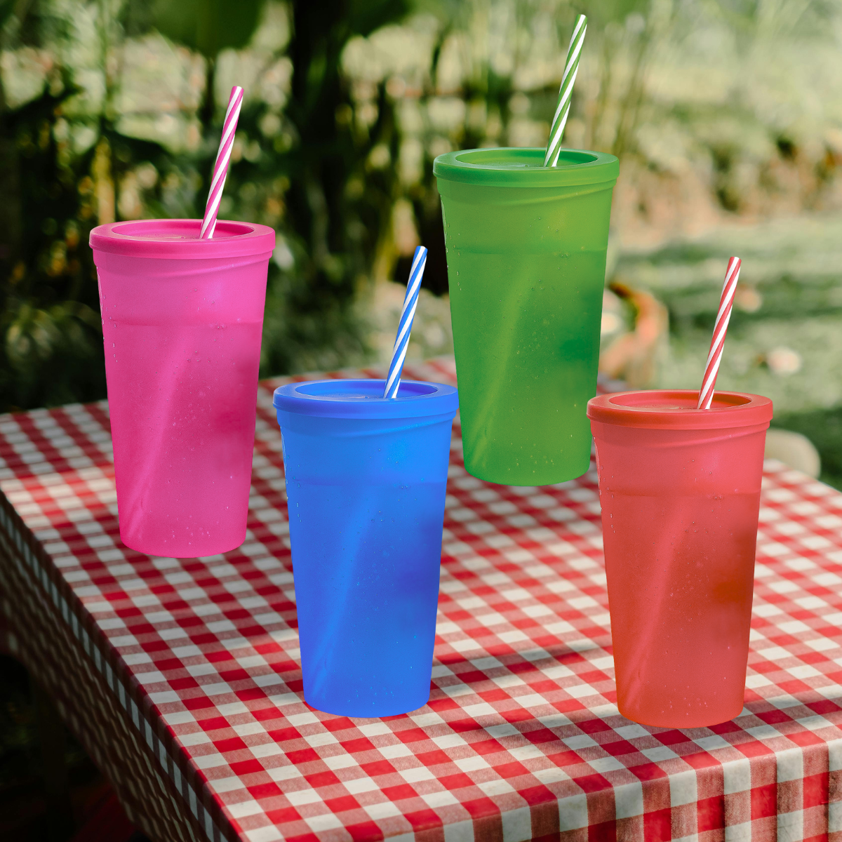 Vaso de plástico con popote 1 Litro