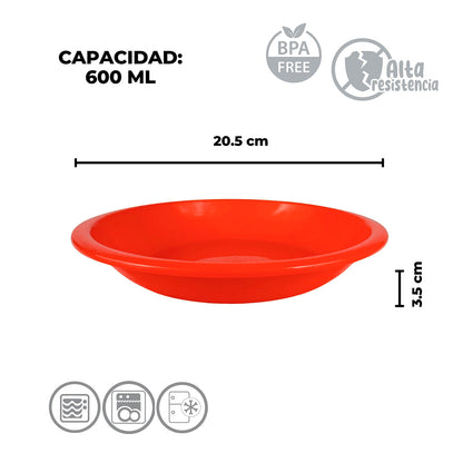 Plato sopero institucional 8" Colors 600 ML