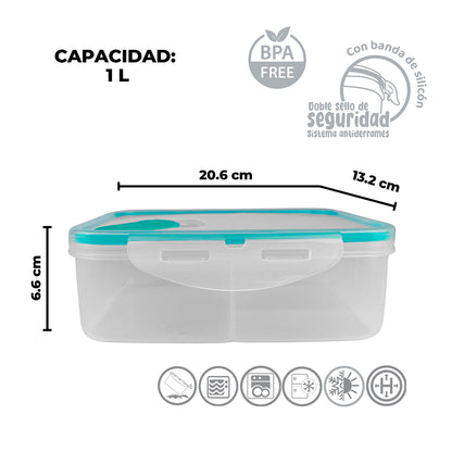 Recipiente Hermético con 3 Divisiones Trasparente
