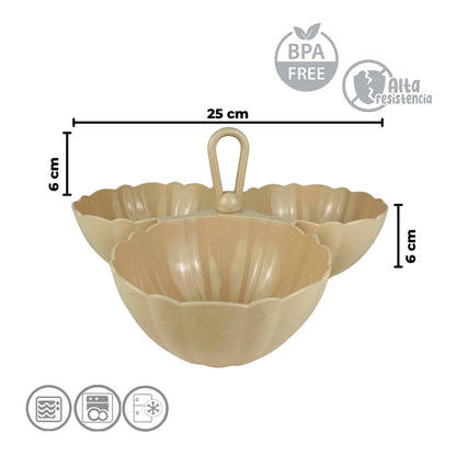 Salsera Triple de plástico Beige