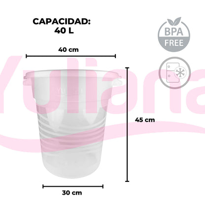 Bote con tapa de 40 Litros trasparente
