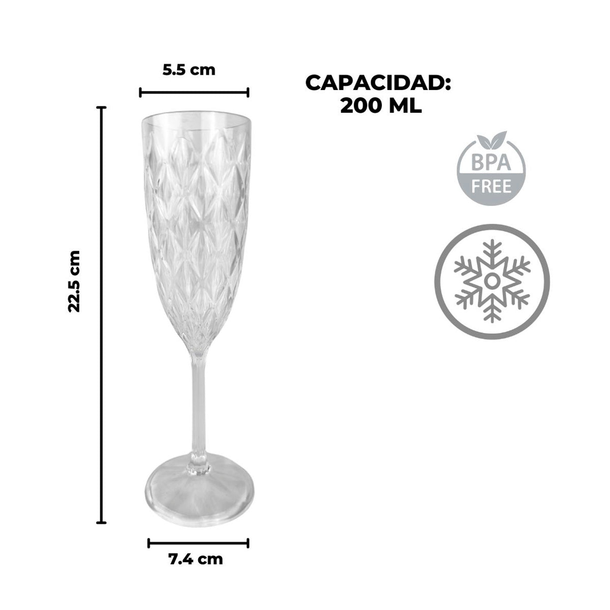 Juego de 4 copas flauta 200 ML de plástico