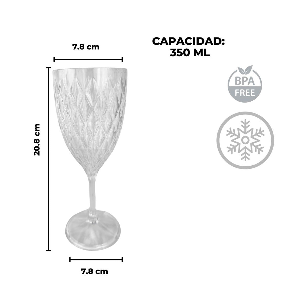 Juego de 4 copas para vino 350 ML de plástico