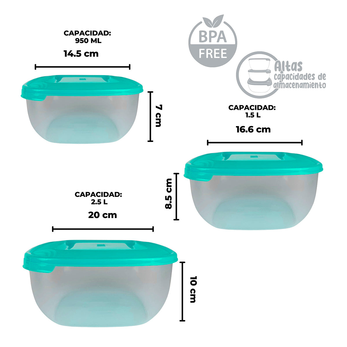 Recipiente Cuadrado de plástico