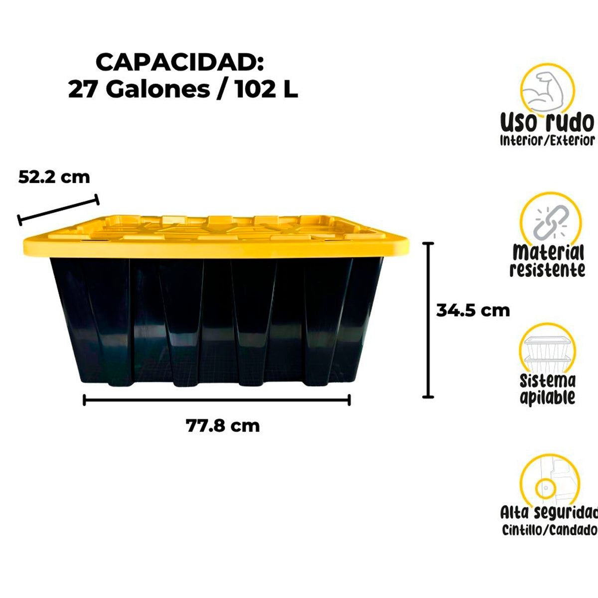 Caja organizadora de uso rudo grande 102 Litros