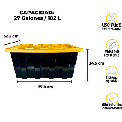 Caja organizadora de uso rudo grande 102 Litros