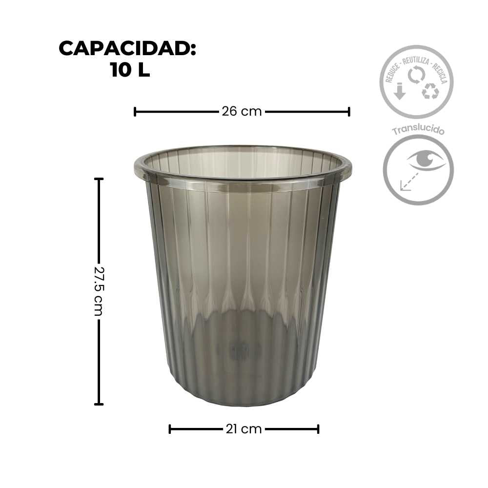 Bote de basura traslucido 10 Litros