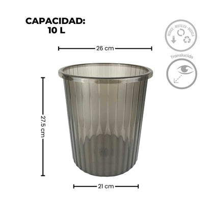Bote de basura traslucido 10 Litros