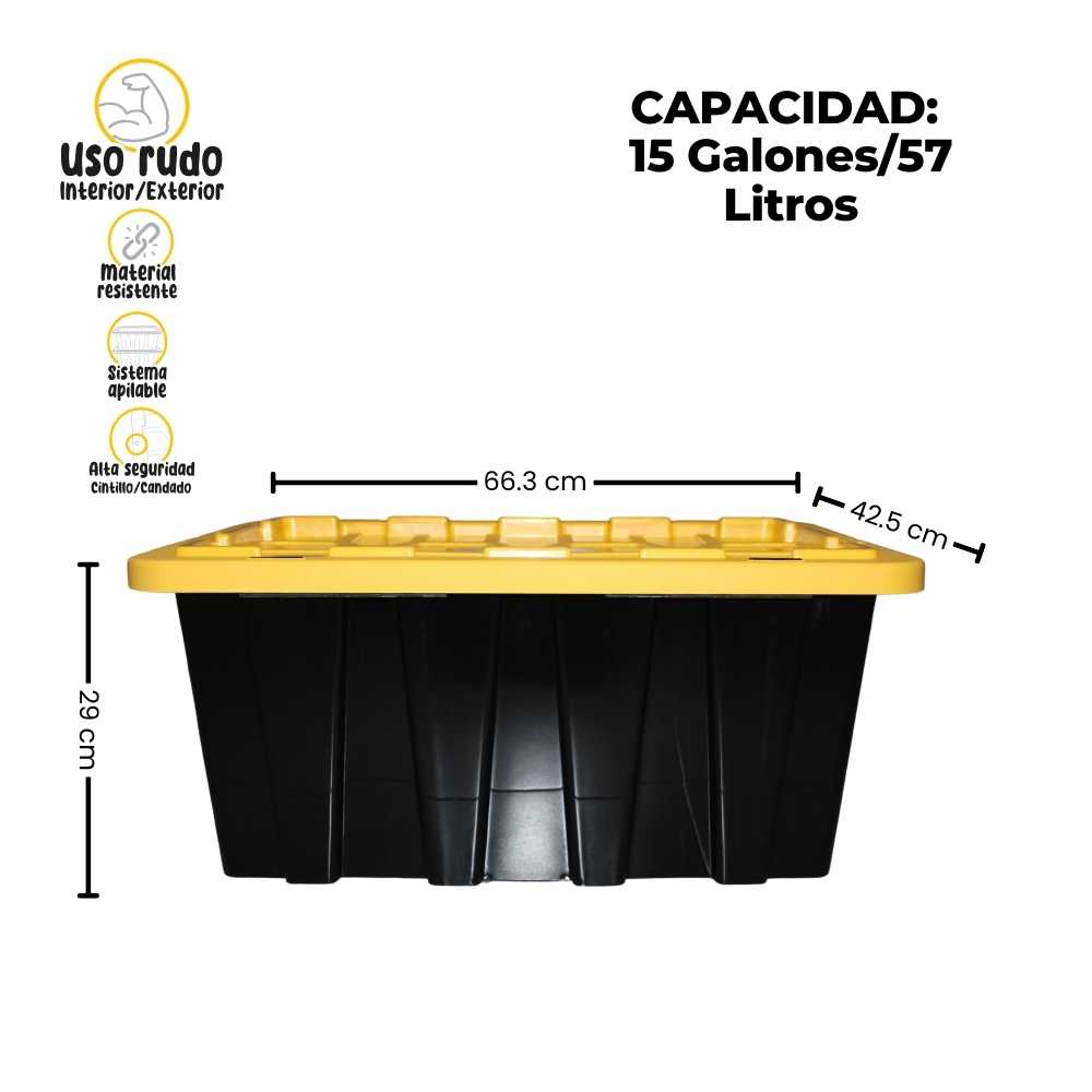 Caja organizadora de uso rudo chica 56 Litros