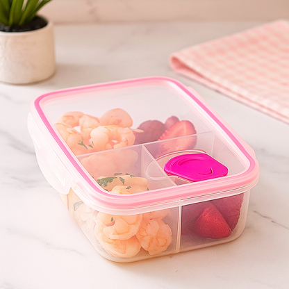 Recipiente Hermético con 3 Divisiones Trasparente