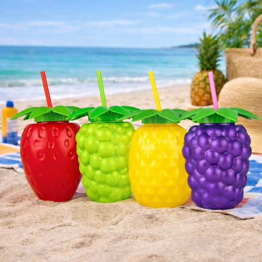 Botella en forma de fruta con popote 900 ML