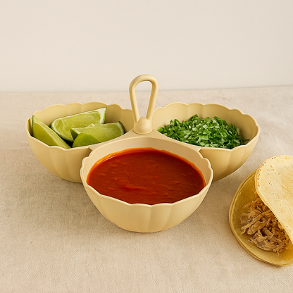 Salsera Triple de plástico Beige