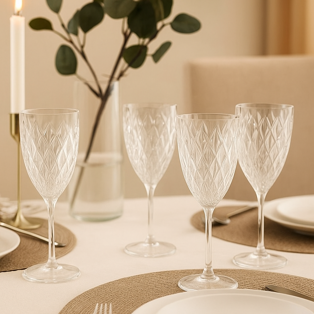 Juego de 4 copas para vino 350 ML de plástico