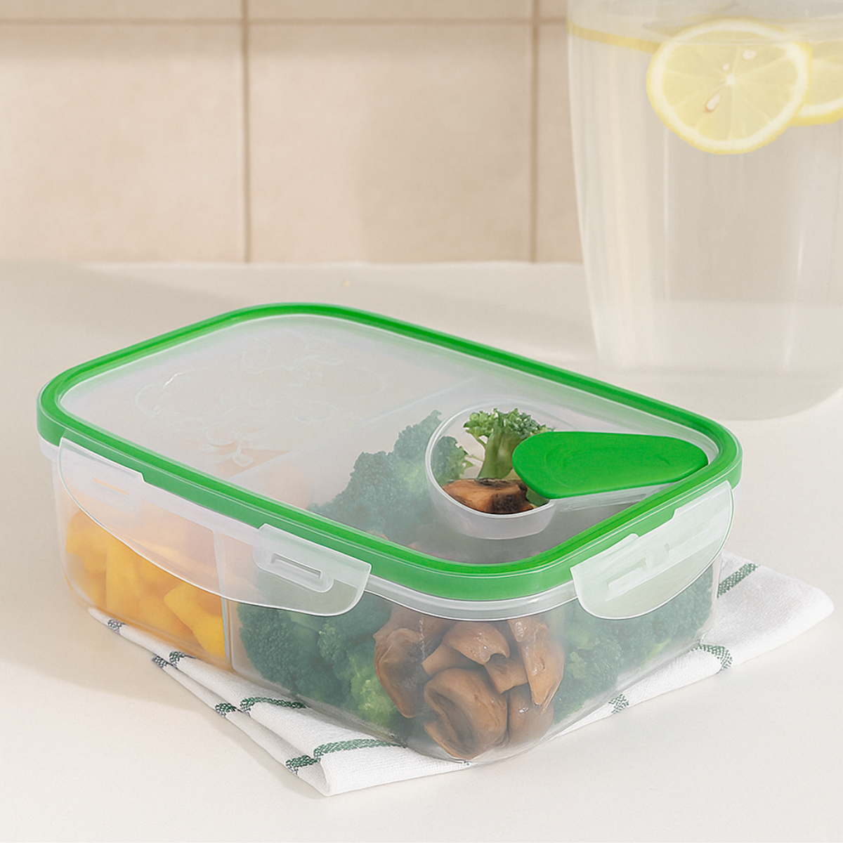 Recipiente Hermético con 3 Divisiones Trasparente