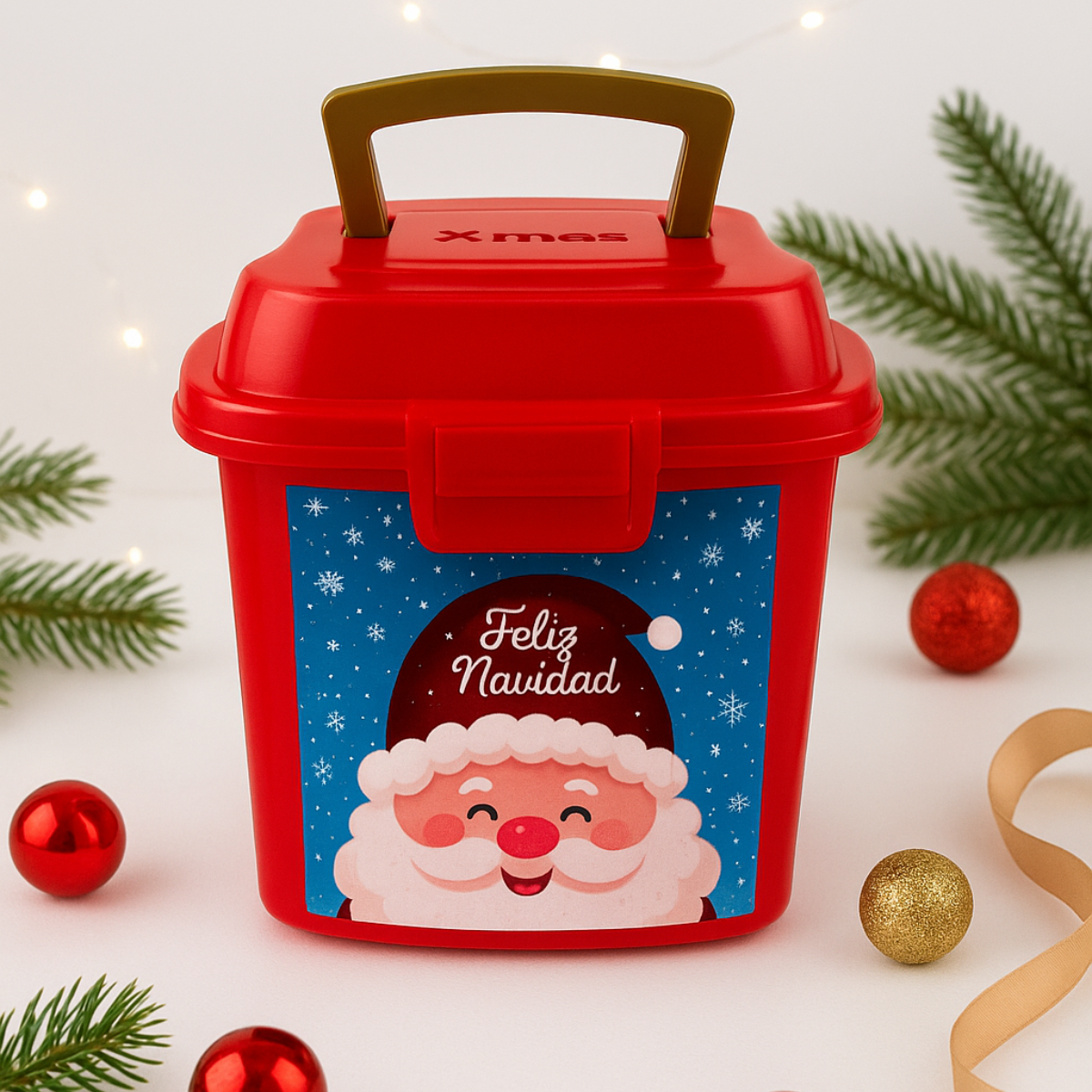 Mini lunch cajita de plástico navideña