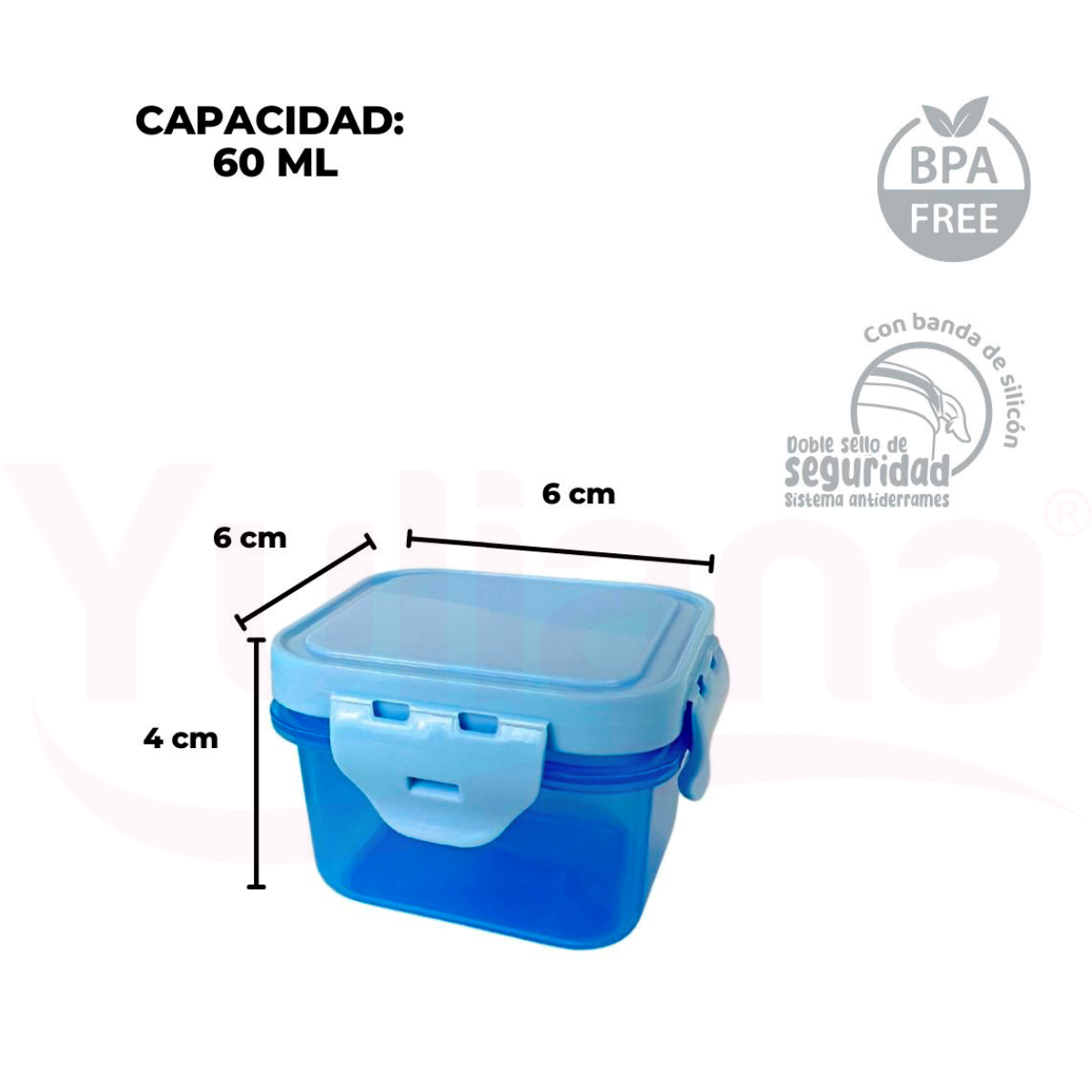 mini contenedores Herméticos Cuadrados (4 pzs)