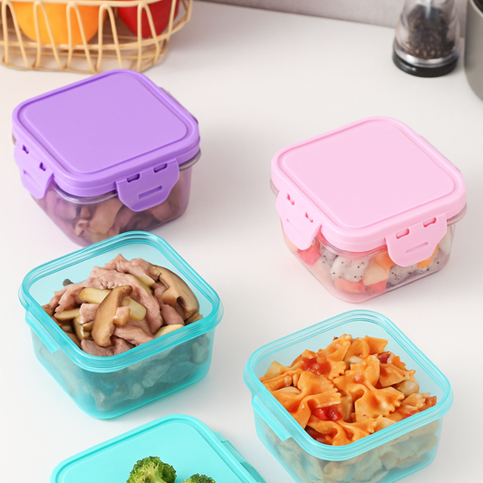 mini contenedores Herméticos Cuadrados 60 ML (4 pzs)