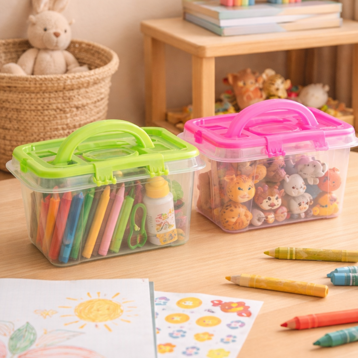 Caja de plástico con asa 2.5 Litros Colores