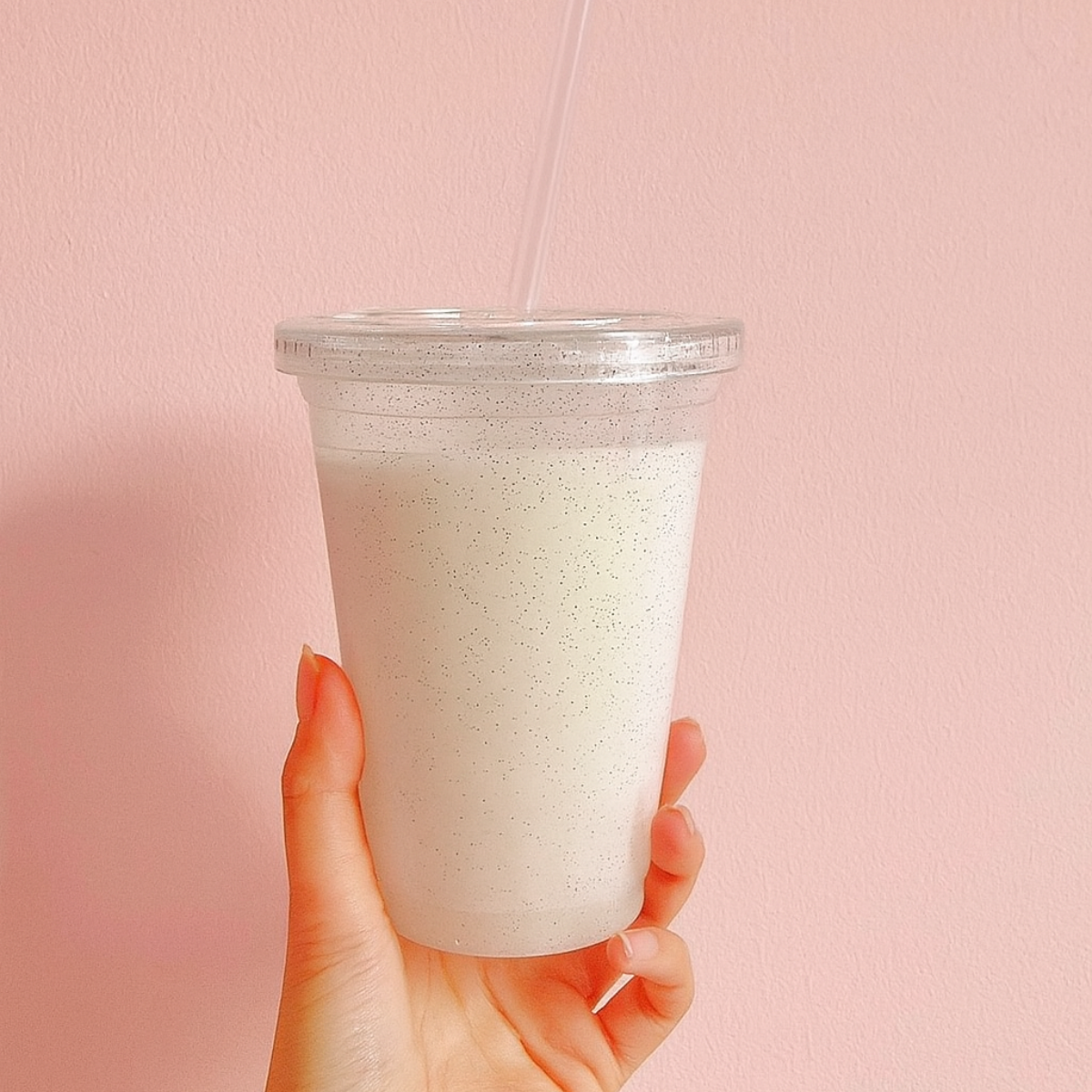 Vaso glitter con tapa y popote 16 Oz