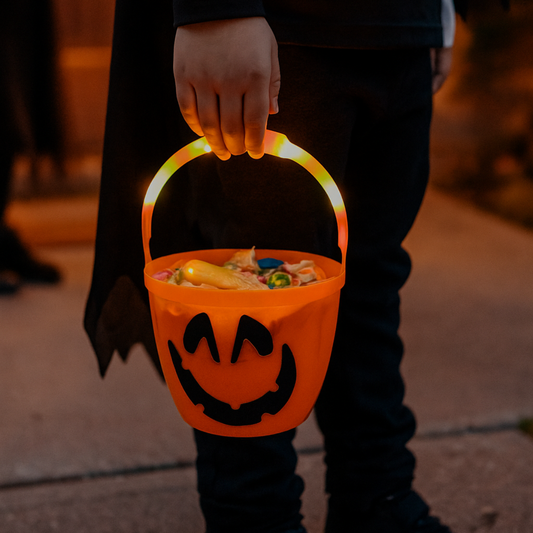 Cubeta Halloween calabaza con luz led 4.4 L