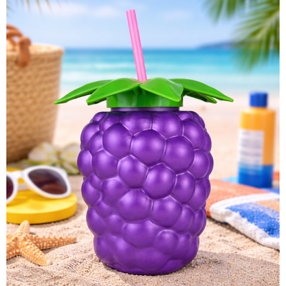 Botella en forma de fruta con popote 900 ML