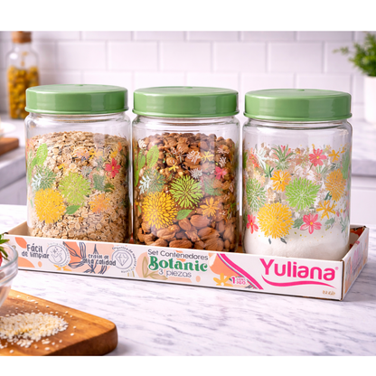 Set de 3 Tarros de Vidrio 660 ML