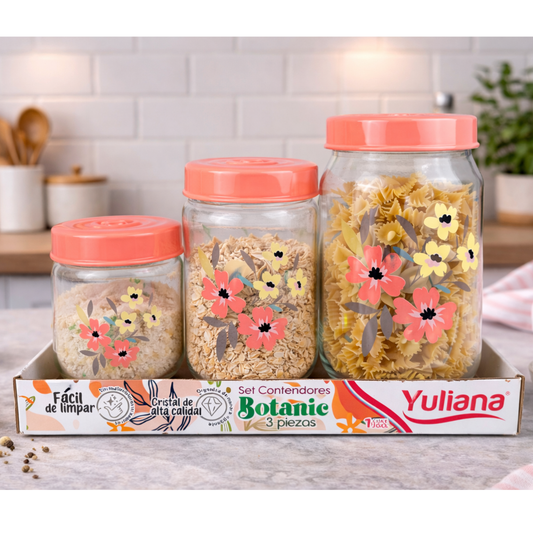Set de 3 tarros de vidrio