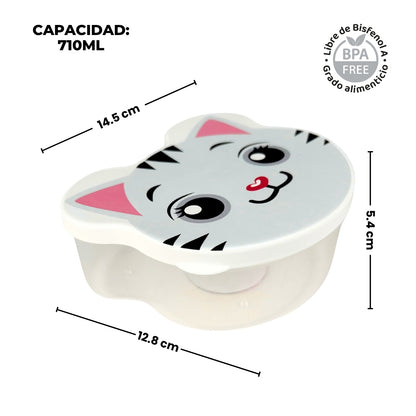 Set de 4 contenedores herméticos de Gatito