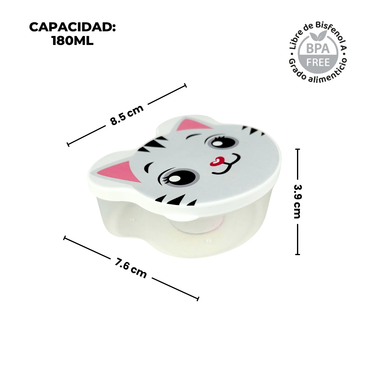 Set de 4 contenedores herméticos de Gatito