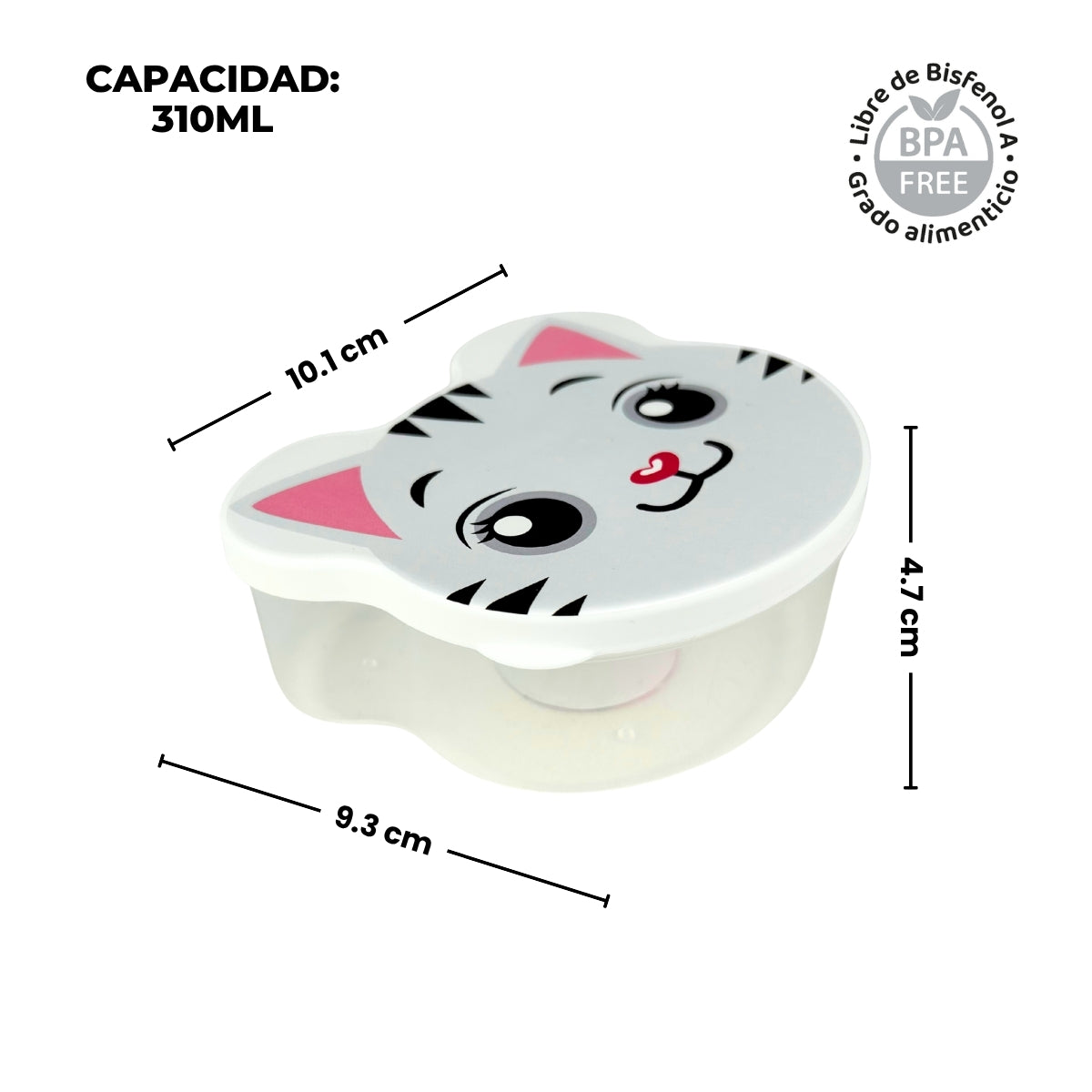 Set de 4 contenedores herméticos de Gatito