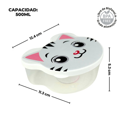 Set de 4 contenedores herméticos de Gatito