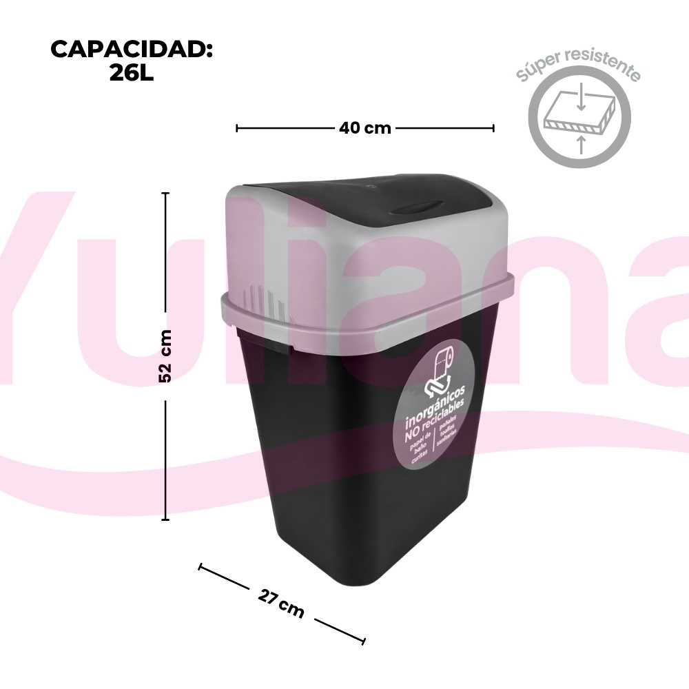 Bote de basura reciclaje con tapa balancín 26 Litros