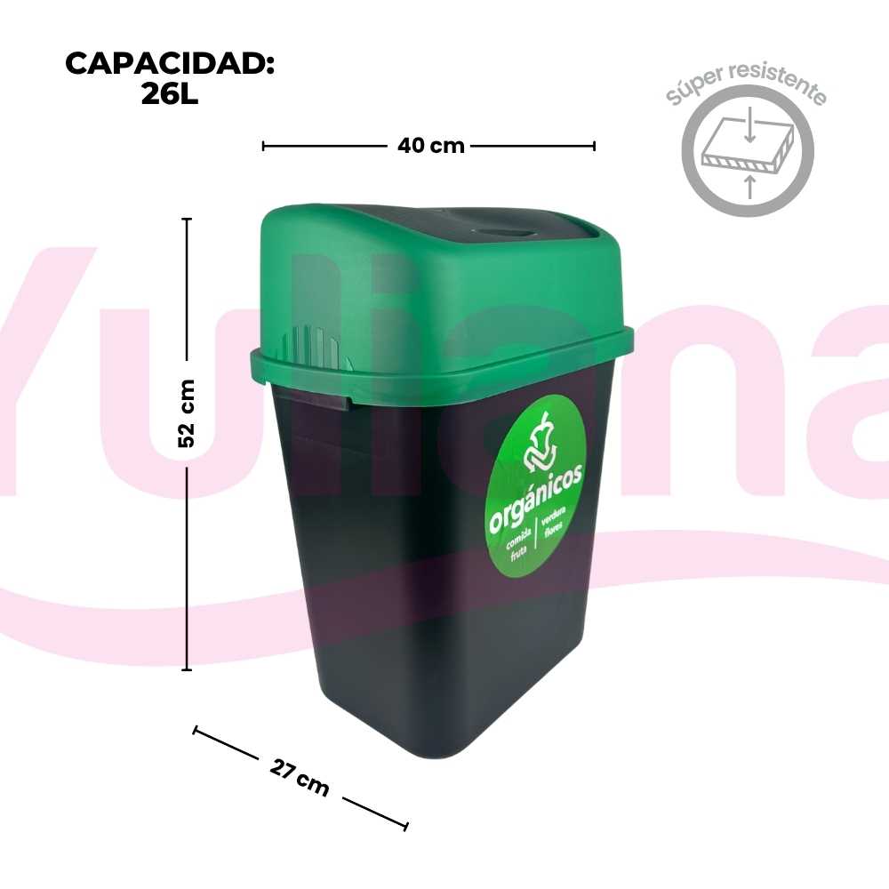 Bote de basura reciclaje con tapa balancín 26 Litros